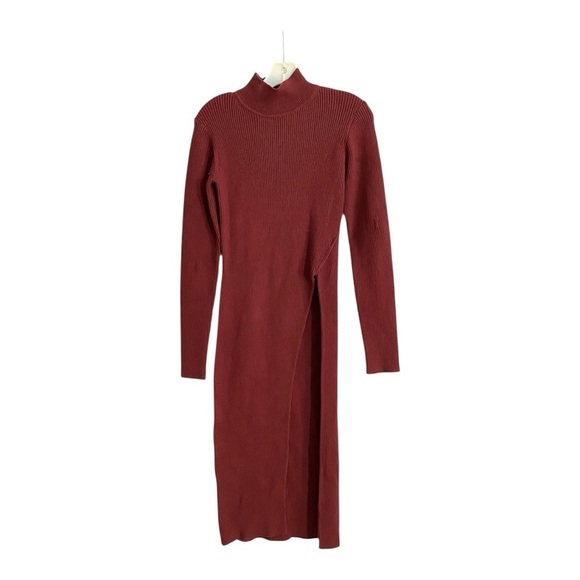 Ashley Park Ribbed Sweater Dress Turtleneck Long Sleeve Asymmetrical Size Medium - Picture 6 of 9